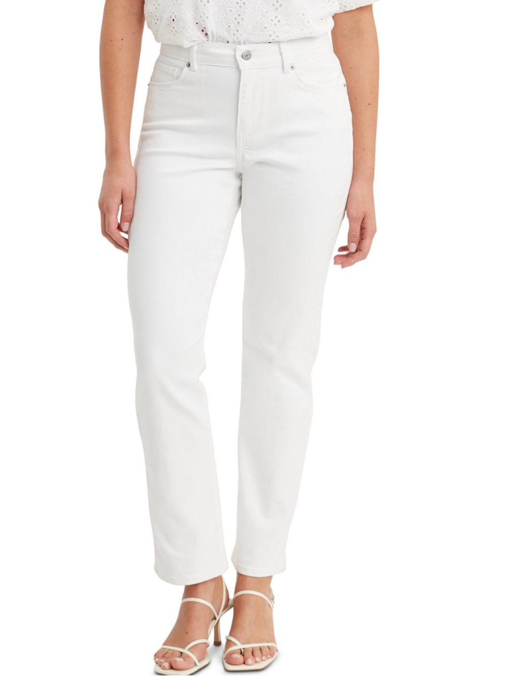 Levi Midrise Straight White Jean Ankle Length
